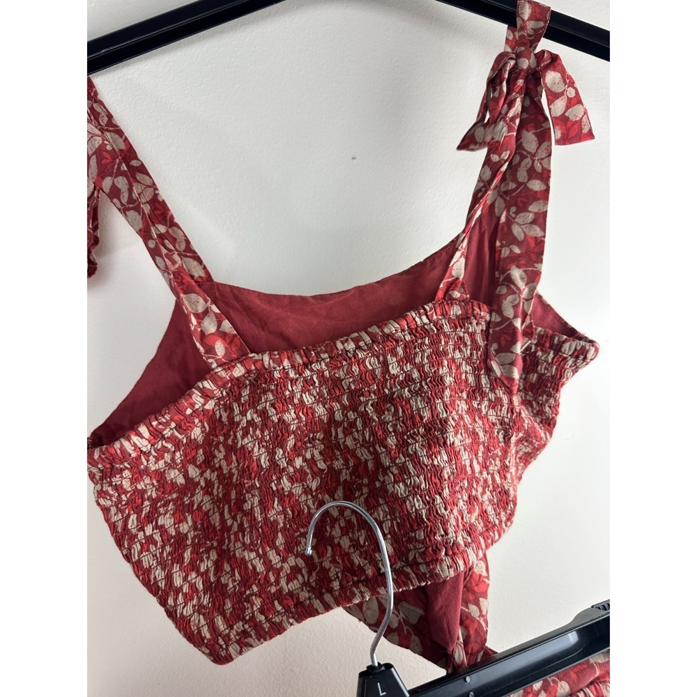 Natural Life Women Red Floral Cut Out Maxi Dress Tie Strap Smocked Size Medium - Picture 9 of 12
